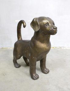 Vintage bronze dog sculpture bronzen sculptuur beeld hond puppy