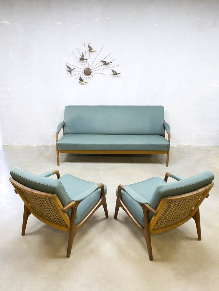 Vintage Danish design lounge set sofa armchairs bank fauteuils Deens