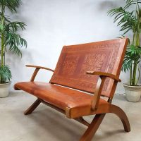 rare midcentury modern leather folding sofa Peru Ecuador Pazmino