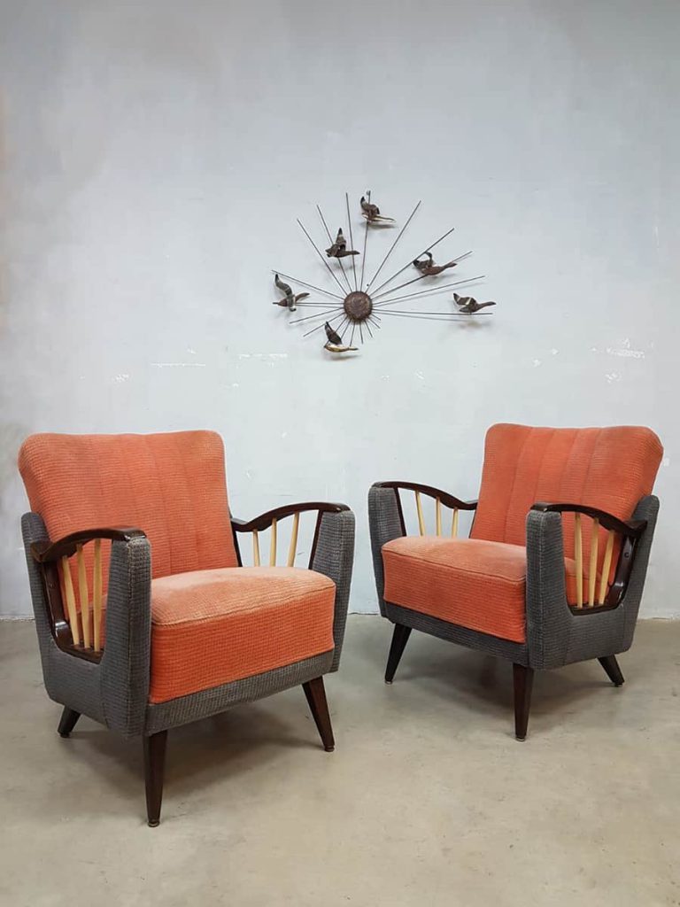 Midcentury modern armchairs Art deco lounge fauteuils fifties