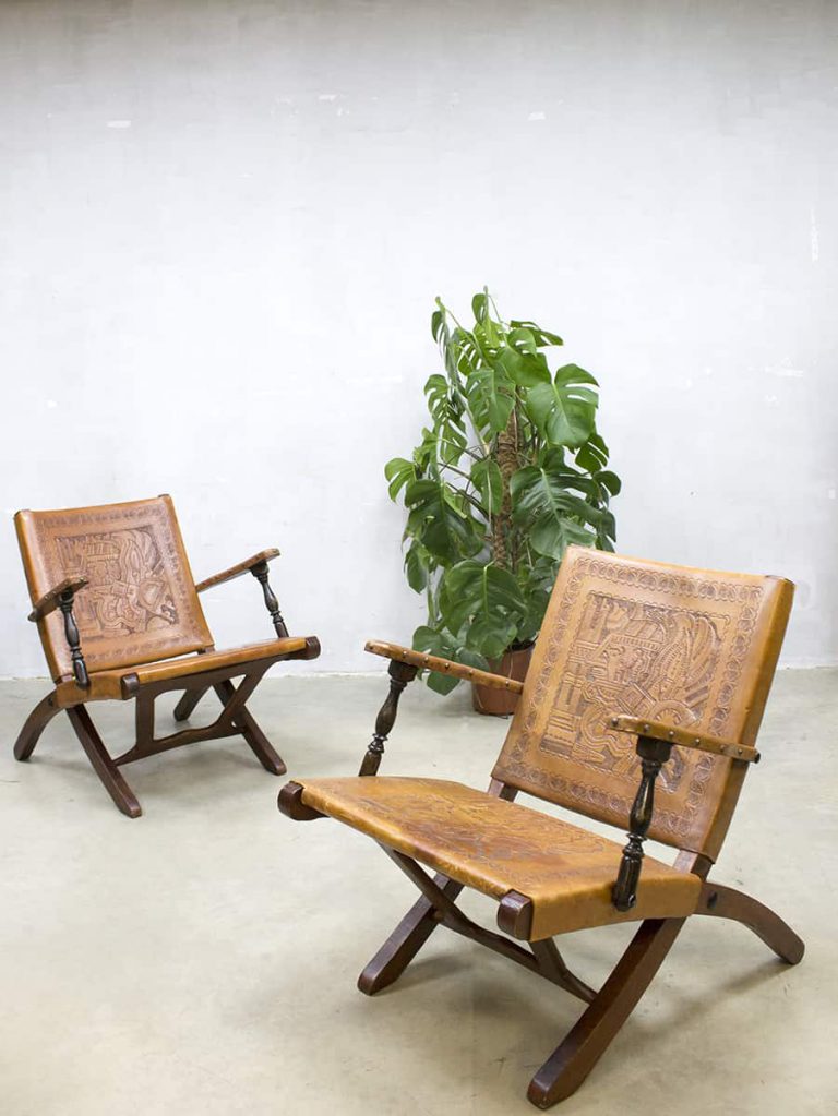 Vintage tuigleren fauteuils lounge armchairs Ecuador Angel Pazmino Peru