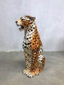 vintage keramische cheetah beeld tijger luxe hollywood regency