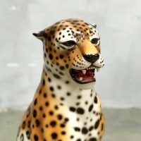 vintage design ceramic animal statue tiger cheetah made in Italy
