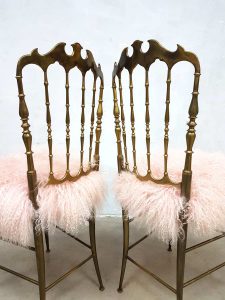 midcentury modern eetkamerstoel sheepskin Chiavari dining chair dinner chair