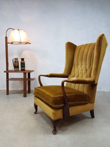vintage jaren 50 oorfauteuil art deco fauteuil lounge stoel fifties veltvel wingback chair