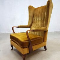 Vintage design oorfauteuil French wingback chair lounge chair