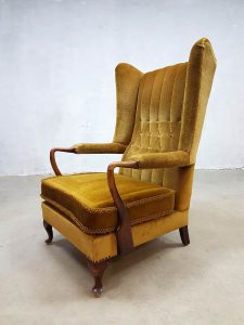 Vintage design oorfauteuil French wingback chair lounge chair