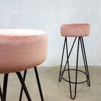 vintage rose velours barkrukken kruk stool barstool pink velvet