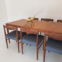 vintage Deense eetkamertafel en stoelen teak hout Scandinavish Bramin H. Klein