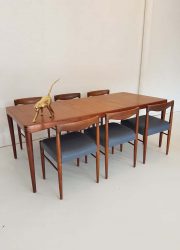 Vintage Danish design dining set Bramin Deense eetkamerstoelen & tafel