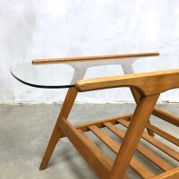 midcentury modern coffee table beech wood glass Danish design