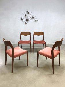 vintage Deens design eetkamerstoelen stoel dinner chairs Moller model 71 Danish