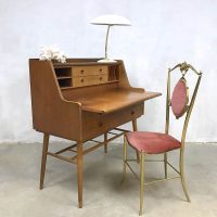vintage deens teakhouten bureau secretaire Scandinavish buro midcentury design desk