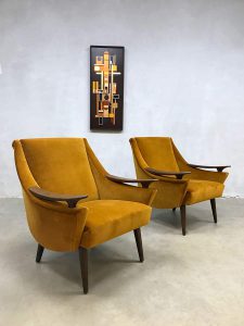 vintage arm chairs club chairs velvet gold suede midcentury modern