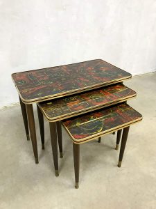 Vintage design mimiset nesting tables bijzettafeltjes 'Pop-Art'