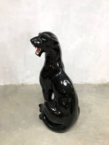 midcentury modern Italian black panther ceramics