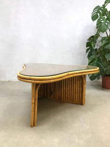 Tropical vintage bamboe salontafel boomerang bamboo coffee table