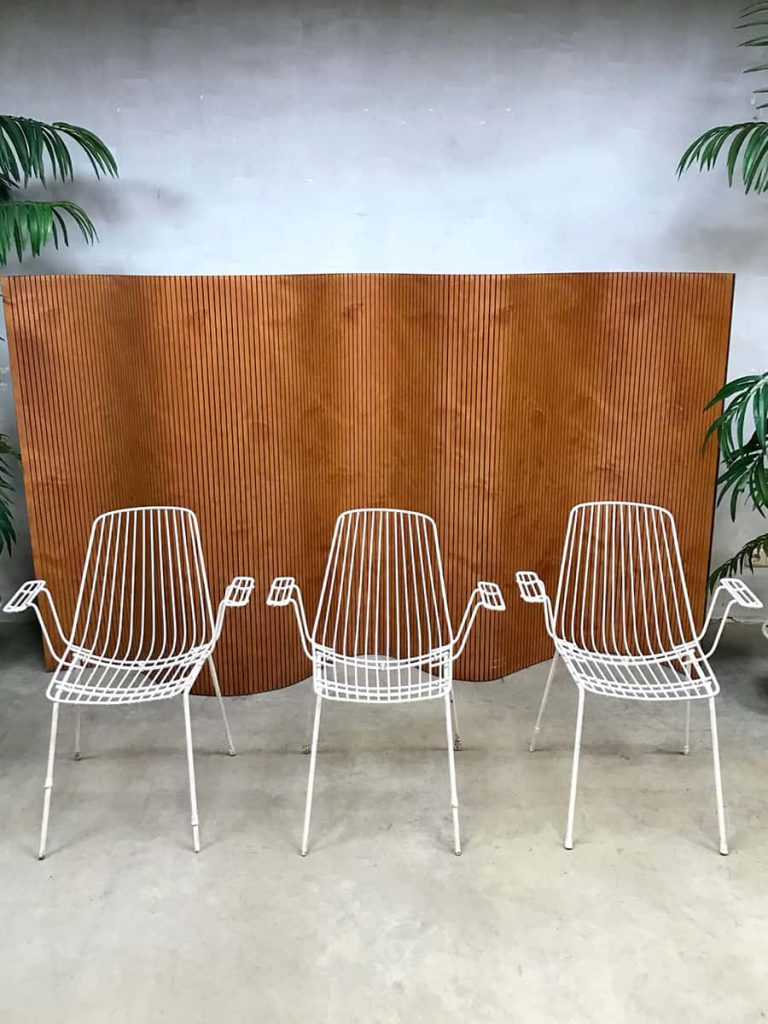 vintage tuinstoelen draadstoel wire chairs armchairs outdoor garden