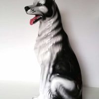 vintage ceramic dog sculpture Husky breed keramiek XL
