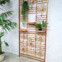 vintage retro wanddecoratie wall unit kamerscherm bamboe rotan bamboo rattan design
