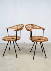 Vintage design rotan stoelen rattan armchairs Rohe Noordwolde