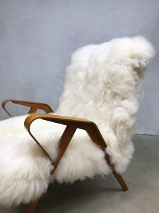 midcentury modern Sheepskin arm chair Scandinavian living schapen fauteuil teddy