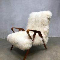 vintage Czech design sheepskin armchair lounge fauteuil Tatra