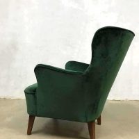 midcentury modern arm chair wingback chair green velvet vintage design