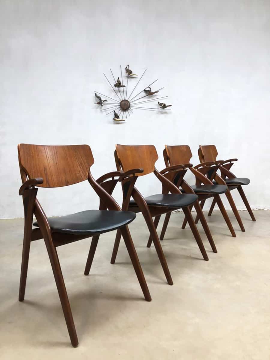 Lezen Patch chocola Vintage Danish design dining chairs Hovmand Olsen eetkamerstoelen |  Bestwelhip