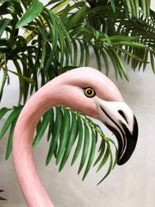 midcentury modern hand painted flamingo keramiek ceramic deco