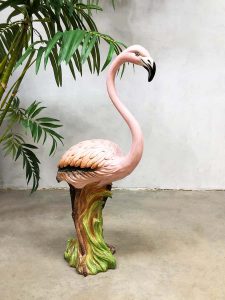 Vintage Italian ceramic statue Flamingo Belle Epoque style deco
