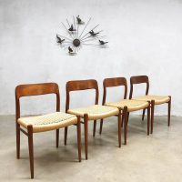 midcentury modern Scandinavian design dining chairs eetkamerstoelen Moller dinner chairs papercord