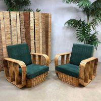 Vintage rattan bamboo armchair bamboe lounge chairs Paul Frankl style