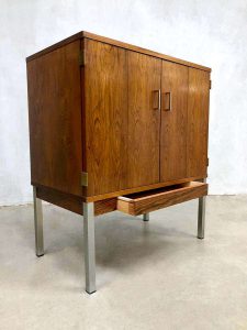 midcentury modern cabinet chrome legs rosewood vintage design kast