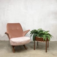 vintage Danish design plant stand plantenstandaard messing teak wood pinguin chair