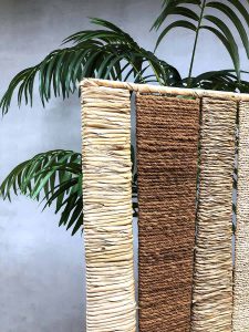 Vintage rope rattan room divider paravan 'Nature'