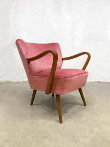 jaren 50 60 cocktail stoel retro design cocktail chair pink velvet armchair