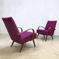 Midcentury modern Halabala armchairs Czech design lounge fauteuil
