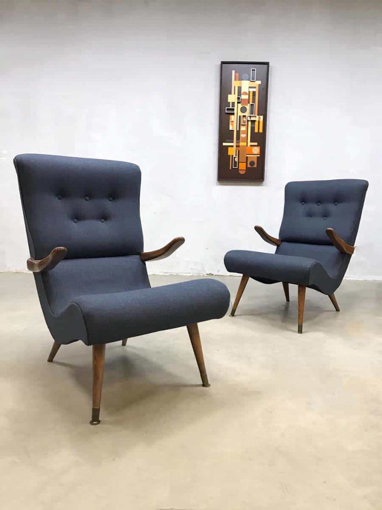 Scandinavian modern vintage design arm chairs lounge fauteuils