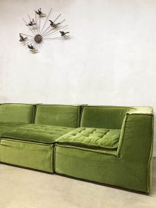 vintage design modular sofa green fabric Laauser De Sede bank