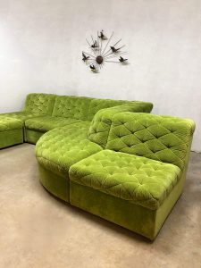 green vintage modular sofa lounge bank modulair groen velours