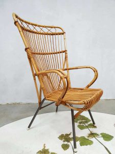 vintage rattan armchair lounge fauteuil rotan R. Noordwolde