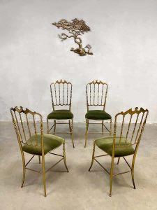 Italian vintage brass dining chairs Chiavari Hollywood regency