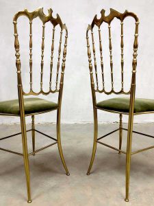 midcentury modern brass dining chair luxury glamour Italian design eetkamerstoel goud Italiaans