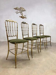 Italian vintage brass dining chairs stoelen Chiavari Hollywood regency
