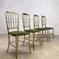 Italian vintage brass dining chairs stoelen Chiavari Hollywood regency