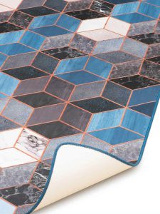 Finally vinyl blue cubes marble carpet vinyl antislip tapijt blauwe kubus marmer indoor outdoor