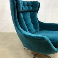 retro egg swivel chair lounge fauteuil blue velvet oorfauteuil