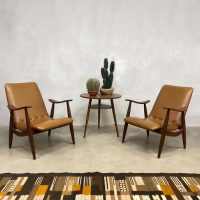 Lounge fauteuil skai leather vintage dutch design webe louis van teeffelen