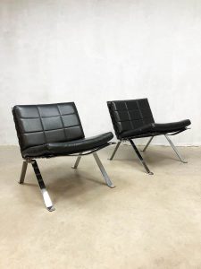 vintage lounge chairs chrome frame madmen stijl Grisberger 1600